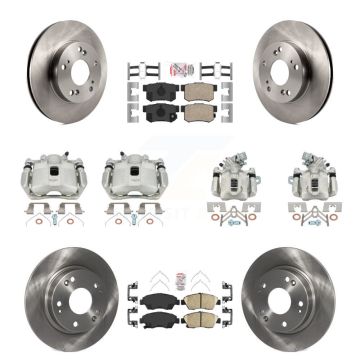 Front Rear Disc Brake Caliper Rotors Ceramic Pad Kit (10Pc) For 2013-2015 Acura ILX 1.5L KC8-102848N