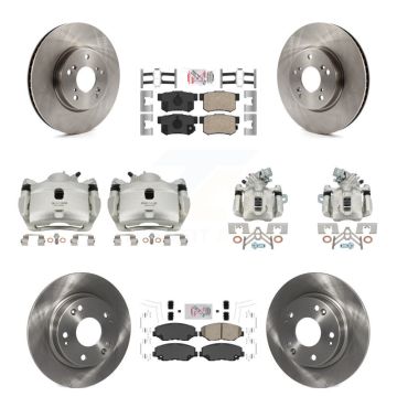 Front Rear Disc Brake Caliper Rotors And Ceramic Pads Kit (10Pc) For Honda Civic KC8-102864N