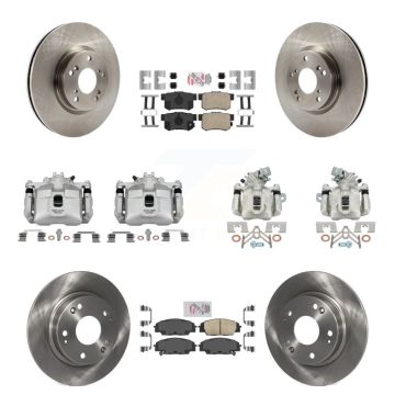 Front Rear Brake Caliper Rotor Ceramic Pad Kit (10Pc) For 06-08 Honda Civic Si with 2.0L KC8-102869N