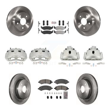Front Rear Disc Brake Caliper Rotors And Semi-Metallic Pad Kit (10Pc) For Dodge Ram 1500 KC8-102921N