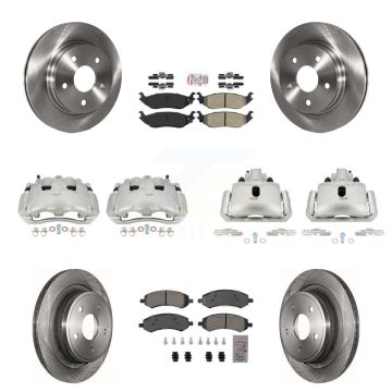 Front Rear Disc Brake Caliper Rotors And Semi-Metallic Pad Kit (10Pc) For Dodge Ram 1500 KC8-102924N