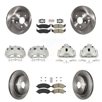 Front Rear Disc Brake Caliper Rotors And Semi-Metallic Pad Kit (10Pc) For Dodge Ram 1500 KC8-102925N