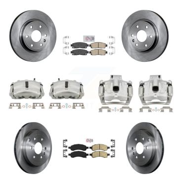 Front Rear Disc Brake Caliper Rotors Ceramic Pad Kit (10Pc) For GMC Acadia Buick Enclave KC8-102940N