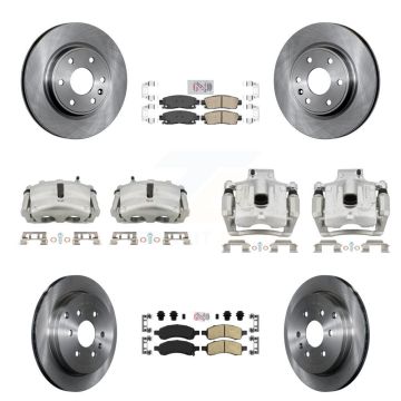 Front Rear Disc Brake Caliper Rotors Ceramic Pad Kit (10Pc) For GMC Acadia Buick Enclave KC8-102941N