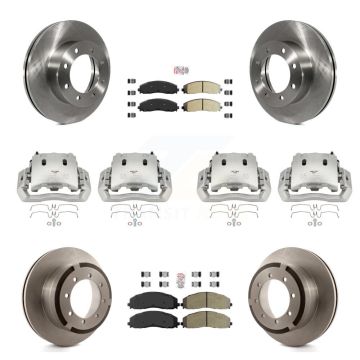 Front Rear Brake Caliper Rotors & Semi-Metallic Pad Kit (10Pc) For Ford F-450 Super Duty KC8-102946N