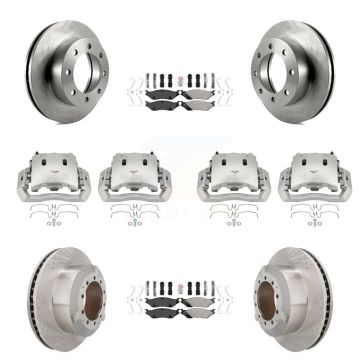 Front Rear Brake Caliper Rotors & Semi-Metallic Pad Kit (10Pc) For Ford F-450 Super Duty KC8-102964N