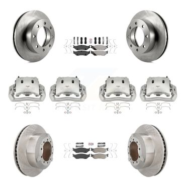 Front Rear Brake Caliper Rotors & Semi-Metallic Pad Kit (10Pc) For Ford F-450 Super Duty KC8-102965N