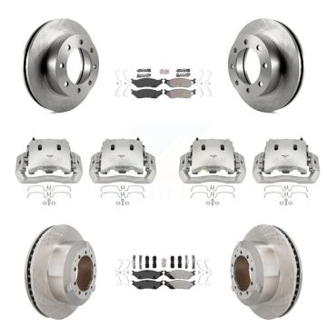 Front Rear Brake Caliper Rotors & Semi-Metallic Pad Kit (10Pc) For Ford F-450 Super Duty KC8-102966N