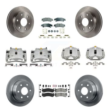 Front Rear Brake Caliper Rotors Semi-Metallic Pad Kit (10Pc) For Chevrolet GMC Silverado KC8-102987N