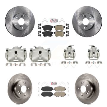 Front Rear Disc Brake Caliper Rotor Ceramic Pad Kit (10Pc) For Honda Accord LX with 2.4L KC8-103045N