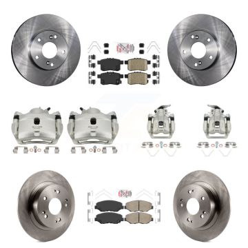 Front Rear Disc Brake Caliper Rotor Ceramic Pad Kit (10Pc) For Honda Accord LX with 2.4L KC8-103047N