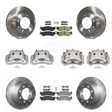 Front Rear Disc Brake Caliper Rotors And Semi-Metallic Pad Kit (10Pc) For Dodge Ram 3500 KC8-103081N