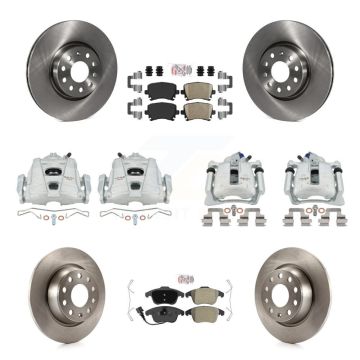 Front Rear Brake Caliper Rotors & Ameribrakes Pad Kit (10Pc) For 09-11 Volkswagen Tiguan KC8-103087N