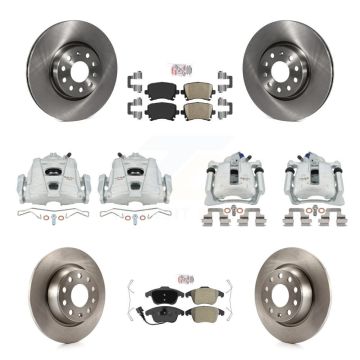 Front Rear Brake Caliper Rotors & Ameribrakes Pad Kit (10Pc) For 09-11 Volkswagen Tiguan KC8-103088N