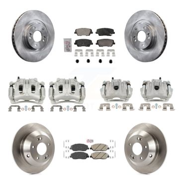 Front Rear Disc Brake Caliper Rotors Ceramic Pad Kit (10Pc) For Hyundai Santa Fe XL 3.3L KC8-103108N