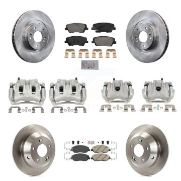 Front Rear Disc Brake Caliper Rotors Ceramic Pad Kit (10Pc) For Hyundai Santa Fe XL 3.3L KC8-103111N