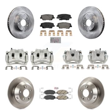 Front Rear Disc Brake Caliper Rotors Ceramic Pad Kit (10Pc) For Hyundai Santa Fe XL 3.3L KC8-103112N