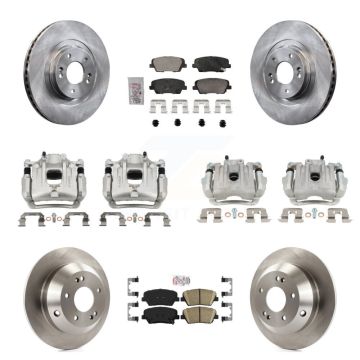 Front Rear Brake Caliper Rotor Ceramic Pad Kit (10Pc) For Kia Sorento With Plain KC8-103119N