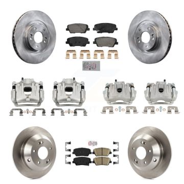 Front Rear Brake Caliper Rotor Ceramic Pad Kit (10Pc) For Kia Sorento With Plain KC8-103123N