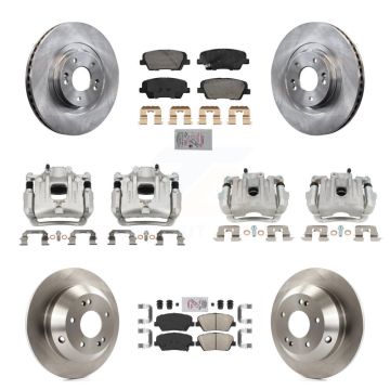 Front Rear Brake Caliper Rotor Ceramic Pad Kit (10Pc) For Kia Sorento With Plain KC8-103124N