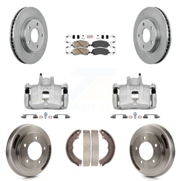 Front Rear Disc Brake Caliper Rotors Drums Ceramic Pads Kit (8Pc) For Mitsubishi Lancer KC8-103125N