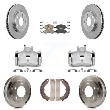 Front Rear Disc Brake Caliper Rotors Drums Ceramic Pads Kit (8Pc) For Mitsubishi Lancer KC8-103126N