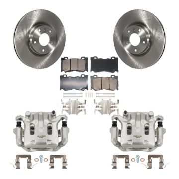 Front Brake Caliper Rotors Ceramic Pad Kit For 09-13 INFINITI G37 AWD With Brembo Brakes KC8-103139N