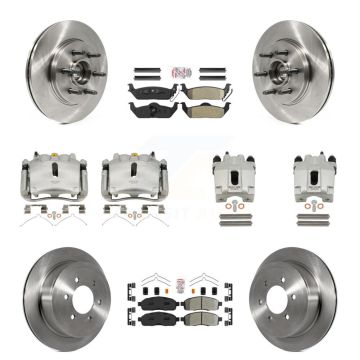 Front Rear Brake Caliper Rotors Semi-Metallic Pad Kit (10Pc) For Ford F-150 Lincoln Mark KC8-103147N