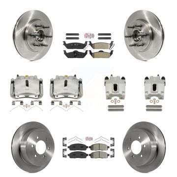 Front Rear Brake Caliper Rotors Semi-Metallic Pad Kit (10Pc) For Ford F-150 Lincoln Mark KC8-103148N