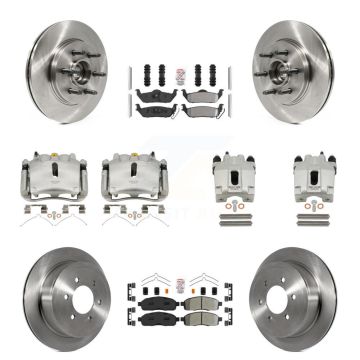 Front Rear Brake Caliper Rotors Semi-Metallic Pad Kit (10Pc) For Ford F-150 Lincoln Mark KC8-103149N