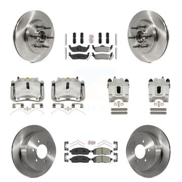 Front Rear Brake Caliper Rotors Semi-Metallic Pad Kit (10Pc) For Ford F-150 Lincoln Mark KC8-103150N