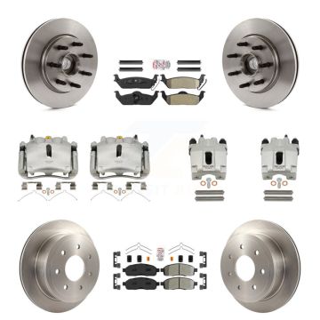 Front Rear Brake Caliper Rotors Semi-Metallic Pad Kit (10Pc) For Ford F-150 Lincoln Mark KC8-103151N