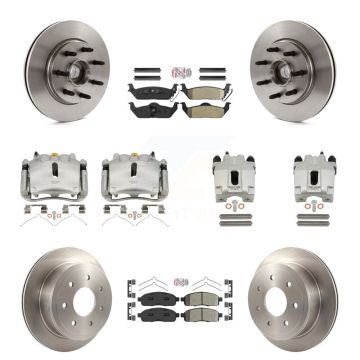 Front Rear Brake Caliper Rotors Semi-Metallic Pad Kit (10Pc) For Ford F-150 Lincoln Mark KC8-103152N