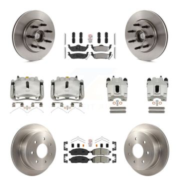 Front Rear Brake Caliper Rotors Semi-Metallic Pad Kit (10Pc) For Ford F-150 Lincoln Mark KC8-103153N
