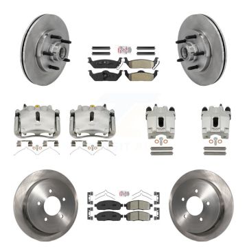 Front Rear Disc Brake Caliper Rotor Semi-Metallic Pad Kit (10Pc) For 2004 Ford F-150 RWD KC8-103156N