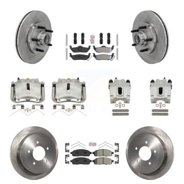 Front Rear Disc Brake Caliper Rotor Semi-Metallic Pad Kit (10Pc) For 2004 Ford F-150 RWD KC8-103158N