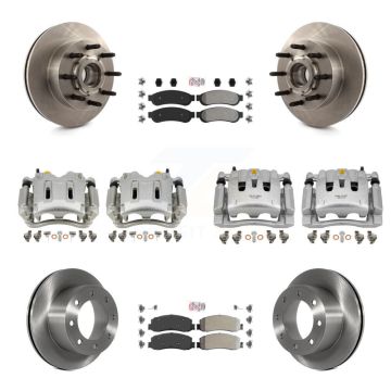 Front Rear Brake Caliper Rotors & Semi-Metallic Pad Kit (10Pc) For Ford F-250 Super Duty KC8-103177N