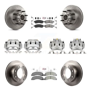 Front Rear Brake Caliper Rotors & Semi-Metallic Pad Kit (10Pc) For Ford F-350 Super Duty KC8-103181N
