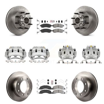 Front Rear Brake Caliper Rotors & Semi-Metallic Pad Kit (10Pc) For Ford F-350 Super Duty KC8-103182N