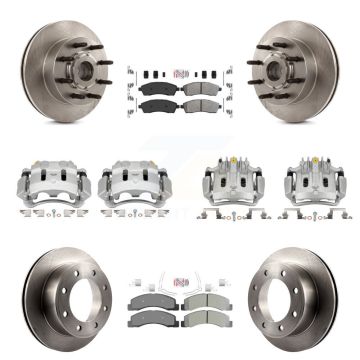 Front Rear Brake Caliper Rotors Semi-Metallic Pad Kit (10Pc) For 2005 Ford Excursion RWD KC8-103185N
