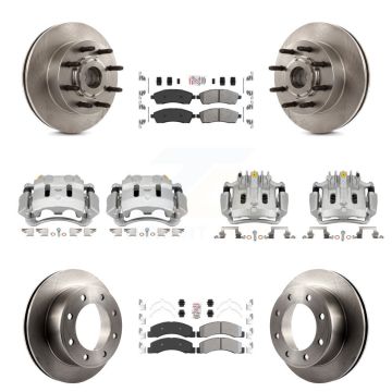 Front Rear Brake Caliper Rotors Semi-Metallic Pad Kit (10Pc) For 2005 Ford Excursion RWD KC8-103186N