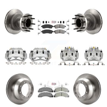 Front Rear Brake Caliper Rotors & Semi-Metallic Pad Kit (10Pc) For Ford F-350 Super Duty KC8-103189N