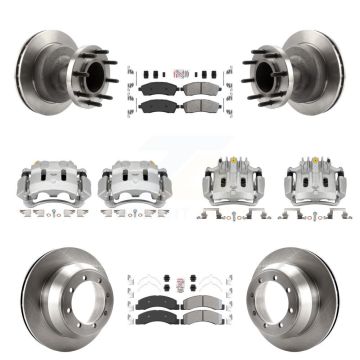 Front Rear Brake Caliper Rotors & Semi-Metallic Pad Kit (10Pc) For Ford F-350 Super Duty KC8-103190N