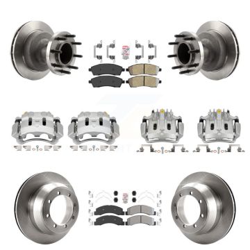 Front Rear Brake Caliper Rotors & Semi-Metallic Pad Kit (10Pc) For Ford F-350 Super Duty KC8-103192N