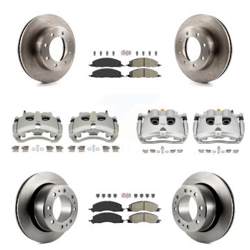 Front Rear Disc Brake Caliper Rotor Semi-Metallic Pad Kit (10Pc) For Ram 3500 2500 Dodge KC8-103207N