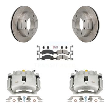 Rear Brake Caliper Rotors Semi-Metallic Pad Kit For 06 Chevrolet Express 2500 GAS engine KC8-103229N