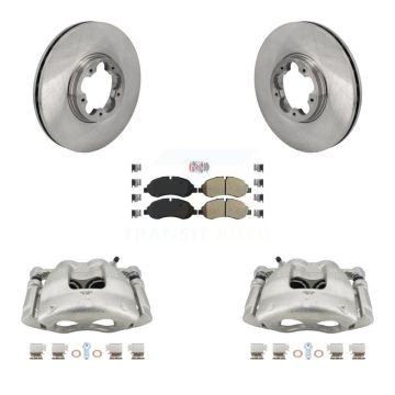 Front Disc Brake Caliper Rotors & Semi-Metallic Pad Kit For Ford Transit-250 Transit-150 KC8-103285N
