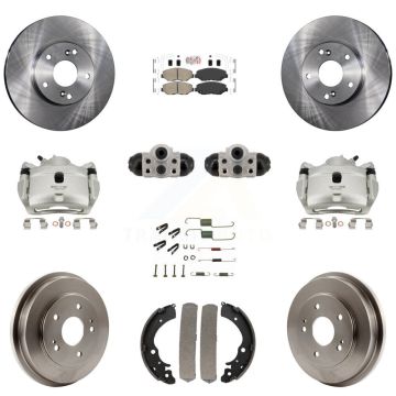 Front Rear Brake Caliper Rotors Drum Ceramic Pad Shoe Cylinder & Hardware Kit (11Pc) For KC8-103309N