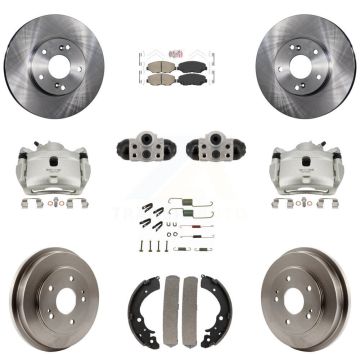 Front Rear Brake Caliper Rotors Drum Ceramic Pad Shoe Cylinder & Hardware Kit (11Pc) For KC8-103310N