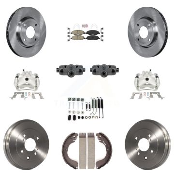 Front Rear Brake Caliper Rotors Drum Ceramic Pad Shoe Cylinder & Hardware Kit (11Pc) For KC8-103313N